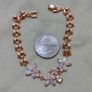 New clear cz flowers gold filled bracelet